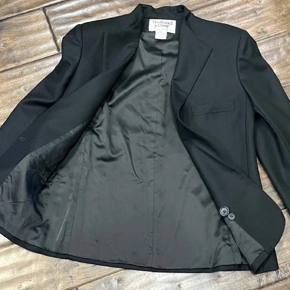 Traders Point Womens VINTAGE Wool Pencil Skirt Suit Set Blazer‎ Korea Black 5/6